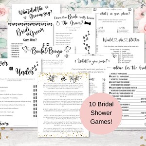 Printable Bridal Shower Package, Bridal Shower Games Bundle, Instant Download, Activities Pack, Printable Wedding Shower Games, Shower Games
