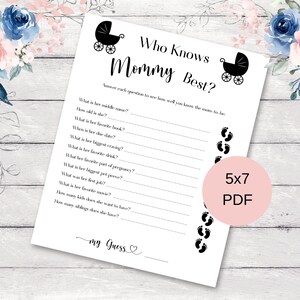 Baby Shower Game Who Knows Mommy Best Game Baby Shower Games Unique Baby Shower Games Digital Download 5x7 PDF