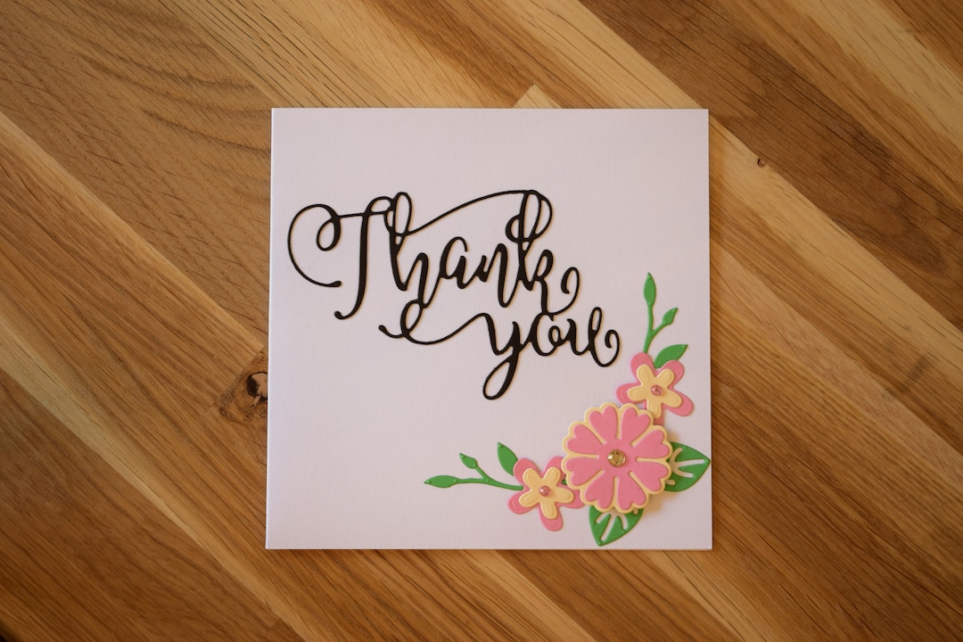 Thank You Floral Motif Card - Etsy UK