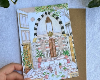 Damascene Courtyard - Greeting Card