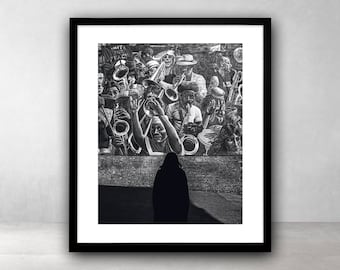 Londen Fotografie Print, Muziek foto, Afdrukbare Wall Art, Urban, Grote Poster, Wall Decor, Zwart-wit, Street4x5, Digitale Download