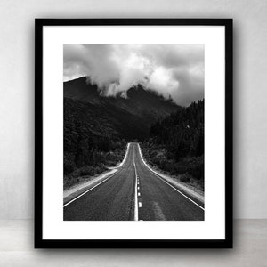 Alaska Photography Print,Road,Landscape Photo,Printable Wall Art,Nature,Large Poster,Wall Decor,Black & White,4x5,Digital Download