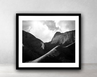 Hawaii Photography Print,Landscape Photo,Printable Wall Art,Nature,Large Poster,Wall Decor,Mountain,Black & White,Digital Download