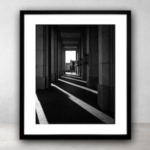 Architecture Photography Print,LDS,Utah,Shadow Photo,Printable Wall Art,Urban,Large Poster,Wall Decor,Black and White,4x5,Digital Download