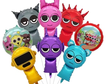 Music Beatbox Game charactor balloons, birthday party decoration and supplies 8pc Set