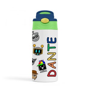 Personalized Kids Water Bottle with Straw Lid: 12oz Tumbler, School Gift, Sprunki
