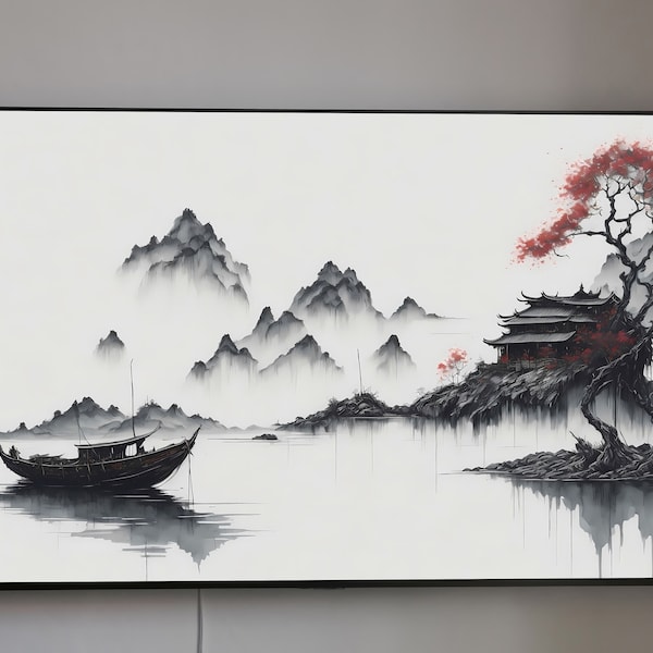 Samsung Frame TV Art, China Landschaft, chinesische Malerei, Samsung Art TV, digitaler Download für Samsung Frame, Sofort-Download, Frame TV Art