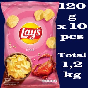 10 pcs Potato Chips Lays Crab Flavors Lay&#39;s X 120g (1200 g / 42,3 oz)