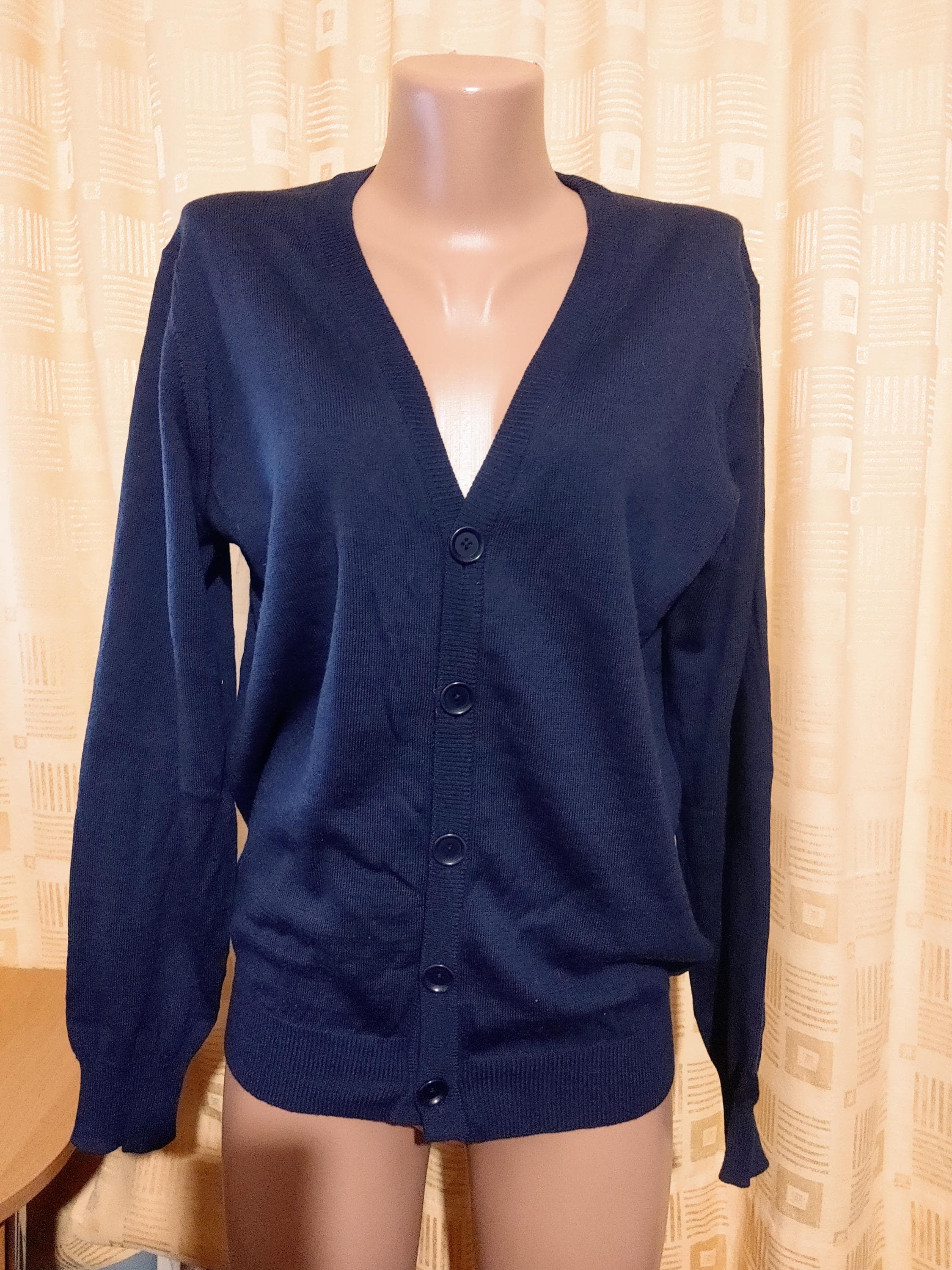 John Lewis Giacca Uomo Cardigan Blu Puro Merino Italia Taglia M - Main Image