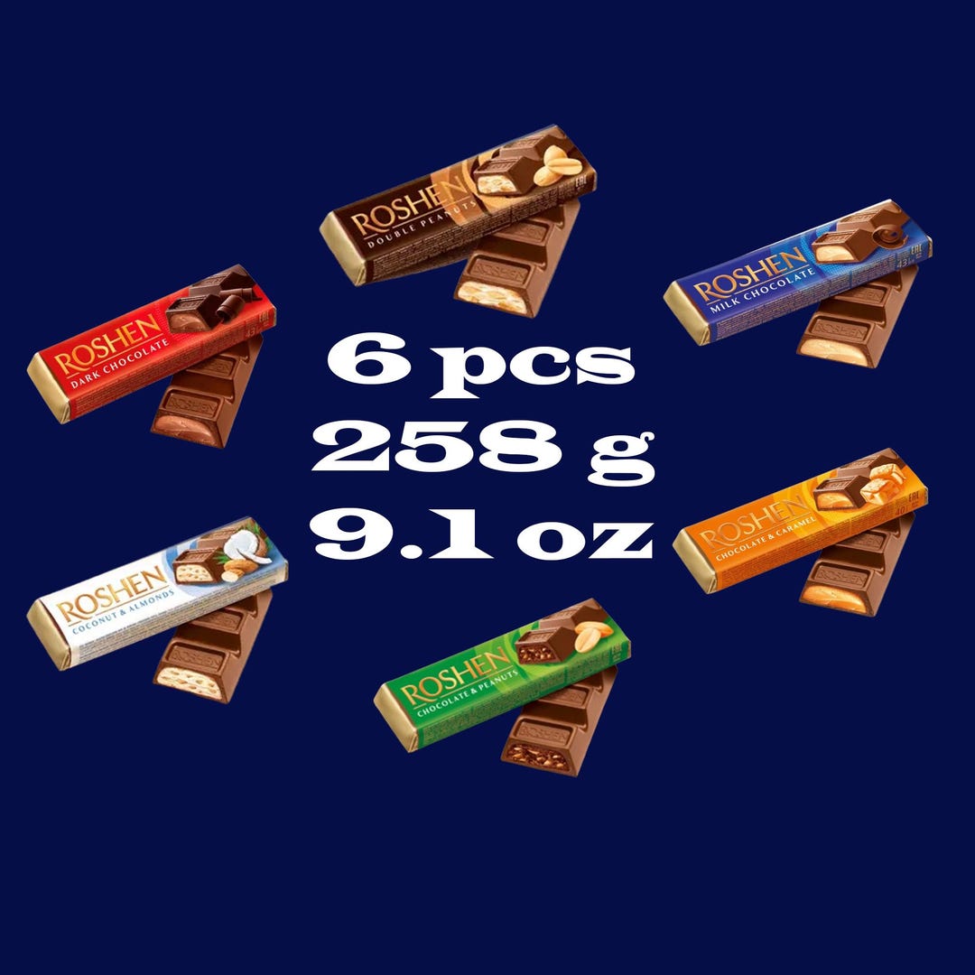 Roshen Dark & Milk Chocolate Bars With Filling – Ukrainian Sweets, 4 Packs X 1.4oz