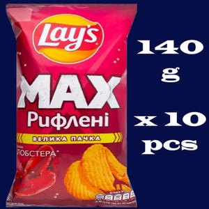 Potato Chips Lays Lobster Flavors Lay&#39;s Ukrainian Lay&#39;s 140 g X 10 pcs Total 1400 g / 49.38 oz
