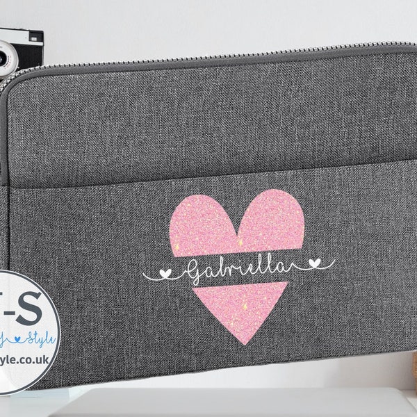 Personalisierte Laptop Tasche, Personalisierte Laptop Tasche, 13" oder 15" (Zoll), Student, Büro Geschenk, Computer Sleeve, Tablet Tasche, Universyty, Funkelndes Herz