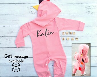 pink dinosaur baby grow