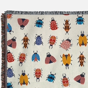 Beetles Throw Blanket: Beetles Blanket, Woven Throw Blanket, Kids Blanket, Bed Blanket, beetles Decor image 8