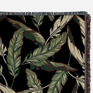 Leaves Throw Blanket: Pam Trees Blanket, Woven Throw Blanket, Couch Blanket, Bed Blanket, leaves Tone Decor, leaves decor, Botanical