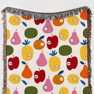 Fruit Throw Blanket: Blankets and Throws, Woven Blanket, Fruit Tapestry, Couch Blanket, Bed Blanket, Wall Decor, Fruit Decor, Fruit Wall Art