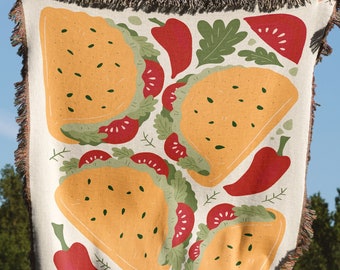 Couverture tacos : rigolote, jeté tissé, décoration tacos, fin gourmet, couverture de canapé, couverture de lit, décoration culinaire, jeté nourriture, cadeau pour les amateurs de tacos