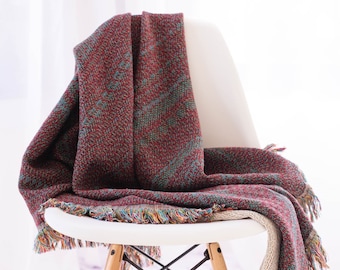 Coperta in cotone intrecciato Cottagecore: decorazione con frange in stile fattoria