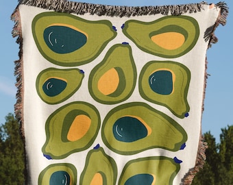 Avocado Blanket: Woven Throw Blanket, Fruit Decor, Fruit Blanket, Couch Blanket, Bed Blanket, Avocado Decor, Fruit Throw, Avocado lover gift