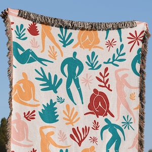 Matisse Inspired Woven Throw Blanket: Abstract Home Decor