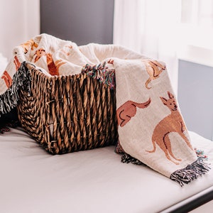 Dog Throw Blanket, Gift for Dog Lover, Kids Throw Blanket, Gift for her, Dogs Blanket, Woven Blanket, Dog Mom Gift, Bed Blanket, Dogs Decor