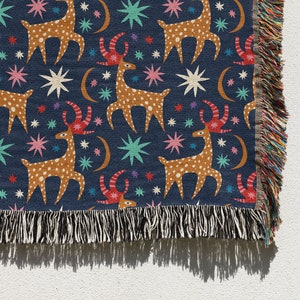 Christmas Reindeer Throw Blanket: Animal Blanket, Woven Throw Blanket, Wall Tapestry, Woven Tapestry, Couch Blanket, Bed Blanket, Gift