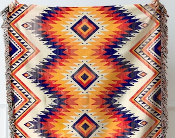 Manta de tapiz bohemio: manta de sofá de algodón tejido