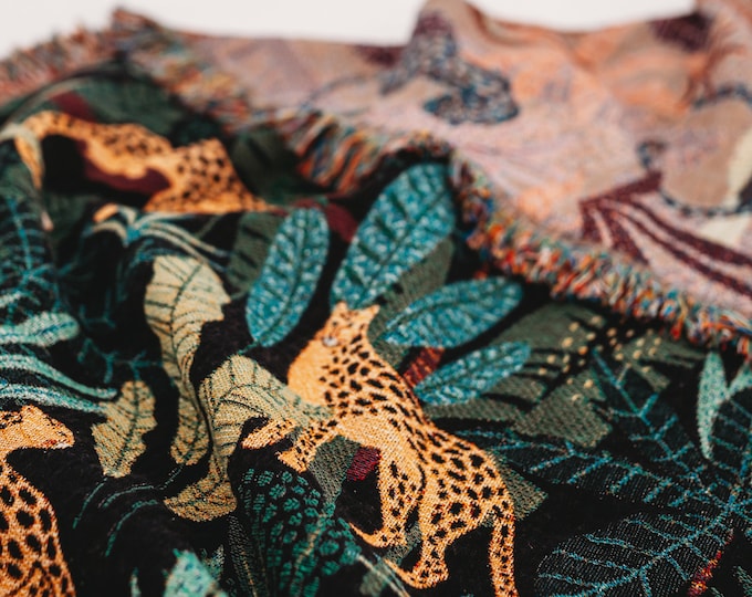 Leopard Blanket, Leopard Print Throw, Leopard Throw, Leopard Decor, Animal Blanket, Boho Decor, Woven Throw Blanket, Boho Blanket
