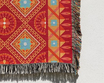 Boho Woven Cotton Throw Blanket: Retro Tapestry, Couch Blanket