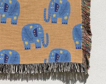 Elephant Blanket: Cute Blanket, Moon Blanket, Throw Blanket, Kids Blanket, Bed Blanket, Floral Decor, Animal Blanket, Baby Shower Gift
