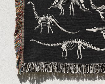 Dinosaur Blanket: Skeleton Blanket, Dinosaur Gifts, Halloween Blanket, Dinosaur Decor, dinosaur throw, Woven Throw Blanket, Halloween Decor