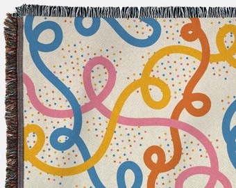 Abstract Woven Throw Blanket: Colorful Couch & Bed Decor