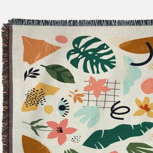 Boho Decke: Baumwolldecke, Abstrakte Hausdekoration, Gewebter Wandteppich, Decke, Einweihungsgeschenk, Geschenk für Sie