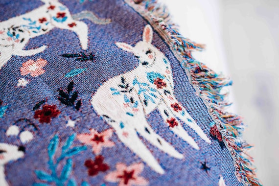 Cute Blanket: Animal Blanket, Girls, Deer Blanket, Floral Blanket, Throw Blanket, Kids Blanket, Bed Blanket, Floral Decor, Baby Shower Gift