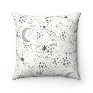 Konstellation Kissen, Astrologie Geschenke, Astrologie Dekor, Boho Kissen, weiß, Boho Dekor, Sternkarte Kunst, Sternbilder Dekor, Sternzeichen Kissen
