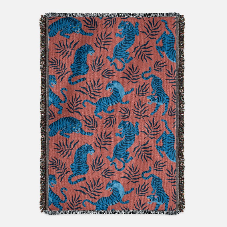 Blaue Tiger werfen Decke: Tier Decke Katze gewebt werfen | Etsy