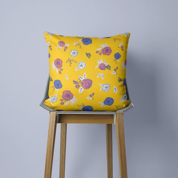 Floral Throw Pillow: Yellow & Pink Flower Accent Pillow