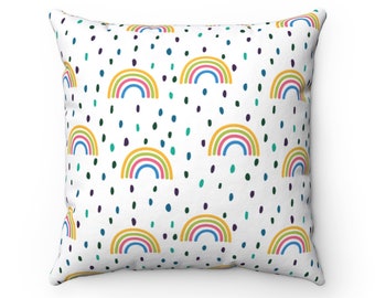 Rainbow Pattern Throw Pillow, Multicolor Kids Nursery Decor