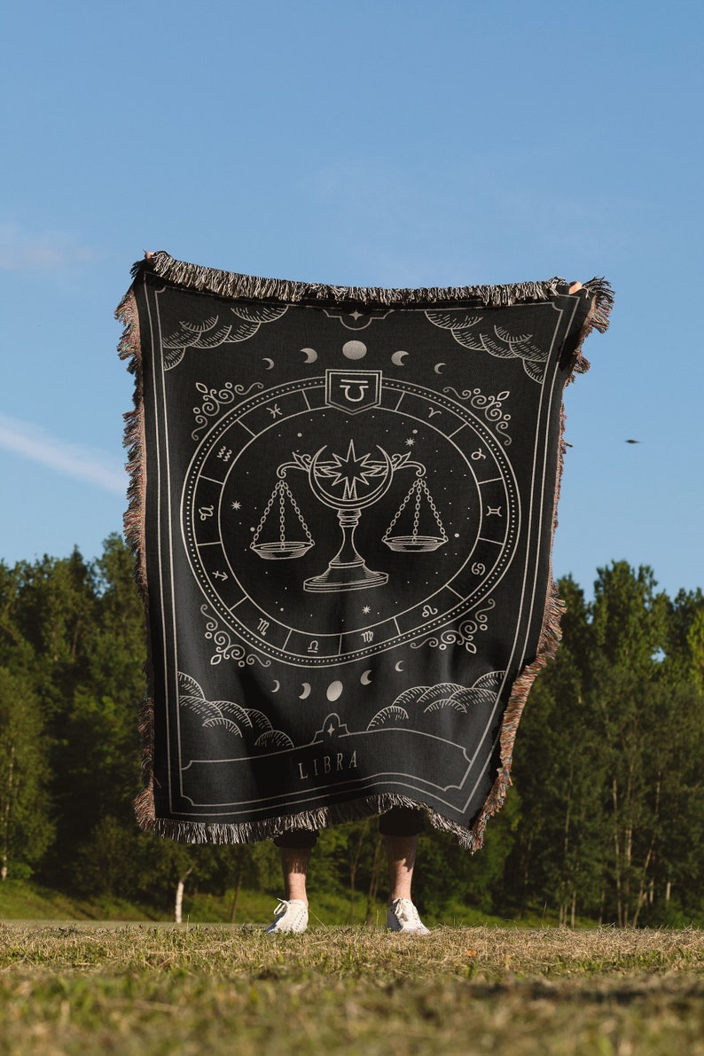Zodiac Blanket: Horoscope Astrology Gift, Constellation gift, Zodiac Gift, Horoscope Gifts, Libra, Leo, Cancer, Taurus, Sagittarius, Boho image 1