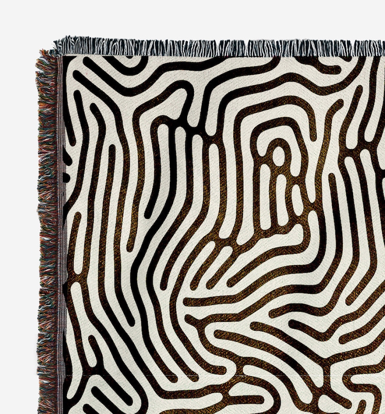 Modern Art Blanket Minimalist Blanket Black and White Etsy