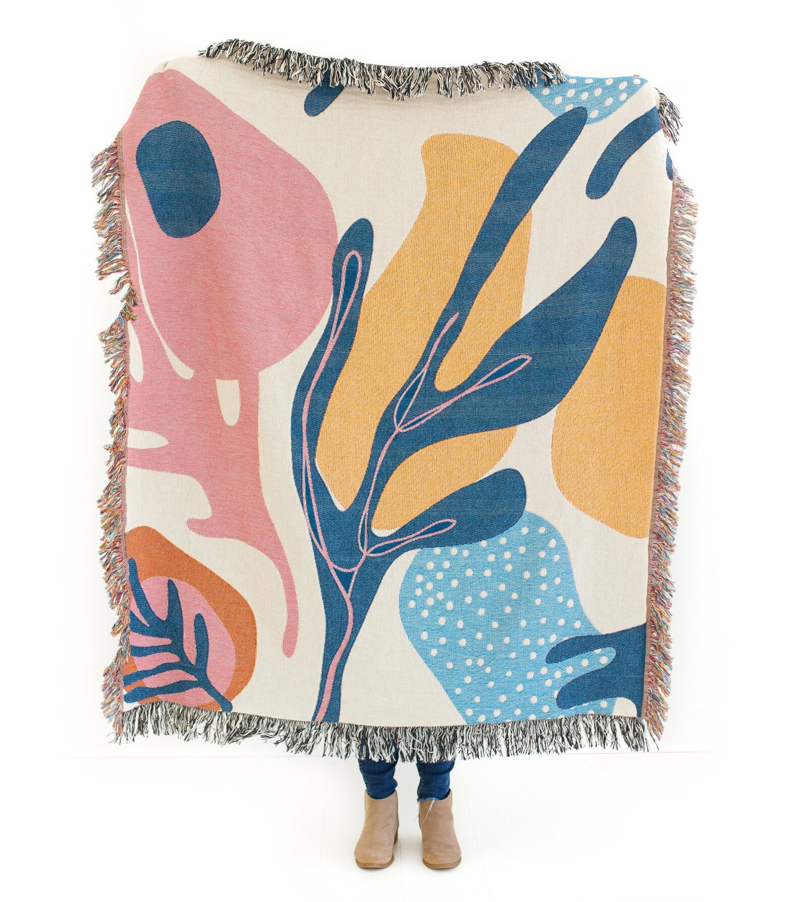 Abstract Floral Blanket Abstract Art Blanket Woven Throw Etsy