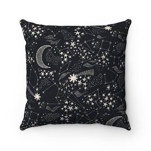 Sternbild Kissen, Astrologie Geschenke, Astrologie Dekor, Boho Kissen, Schwarz, Boho Dekor, Sternen karte Kunst, Sternbilder Dekor, Sternzeichen Kissen