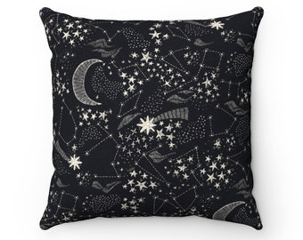 Constellation Pillow, Astrology Gifts, Astrology Decor, Boho Pillow, Black, Boho Decor, Star Map Art, Constellations Decor, Zodiac Pillow