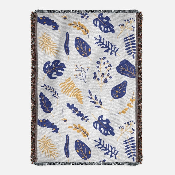 Scandinavian Throw Blanket: Blue Blanket, Woven Throw Blanket