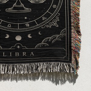 Zodiac Blanket: Horoscope Astrology Gift, Constellation gift, Zodiac Gift, Horoscope Gifts, Libra, Leo, Cancer, Taurus, Sagittarius, Boho Black