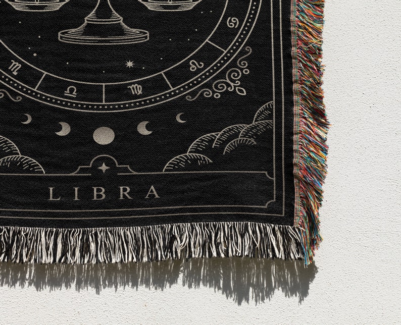 Zodiac Blanket: Horoscope Astrology Gift, Constellation gift, Zodiac Gift, Horoscope Gifts, Libra, Leo, Cancer, Taurus, Sagittarius, Boho Black