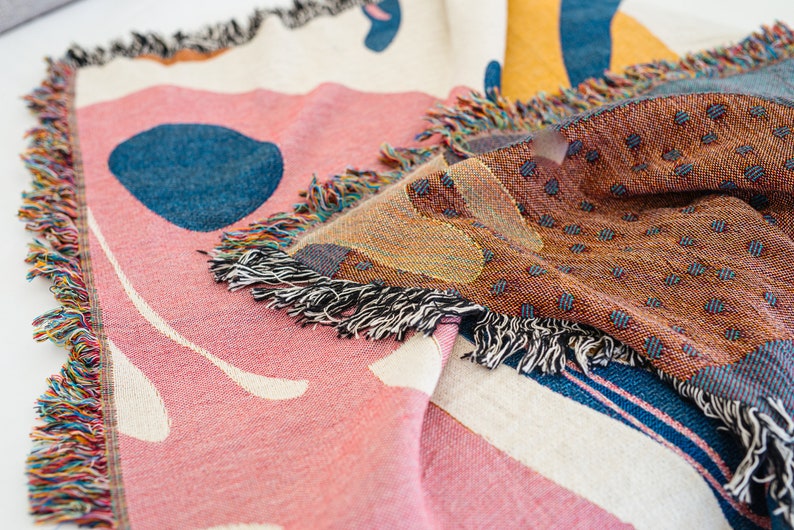 Abstract Floral Blanket Abstract Art Blanket Woven Throw Etsy