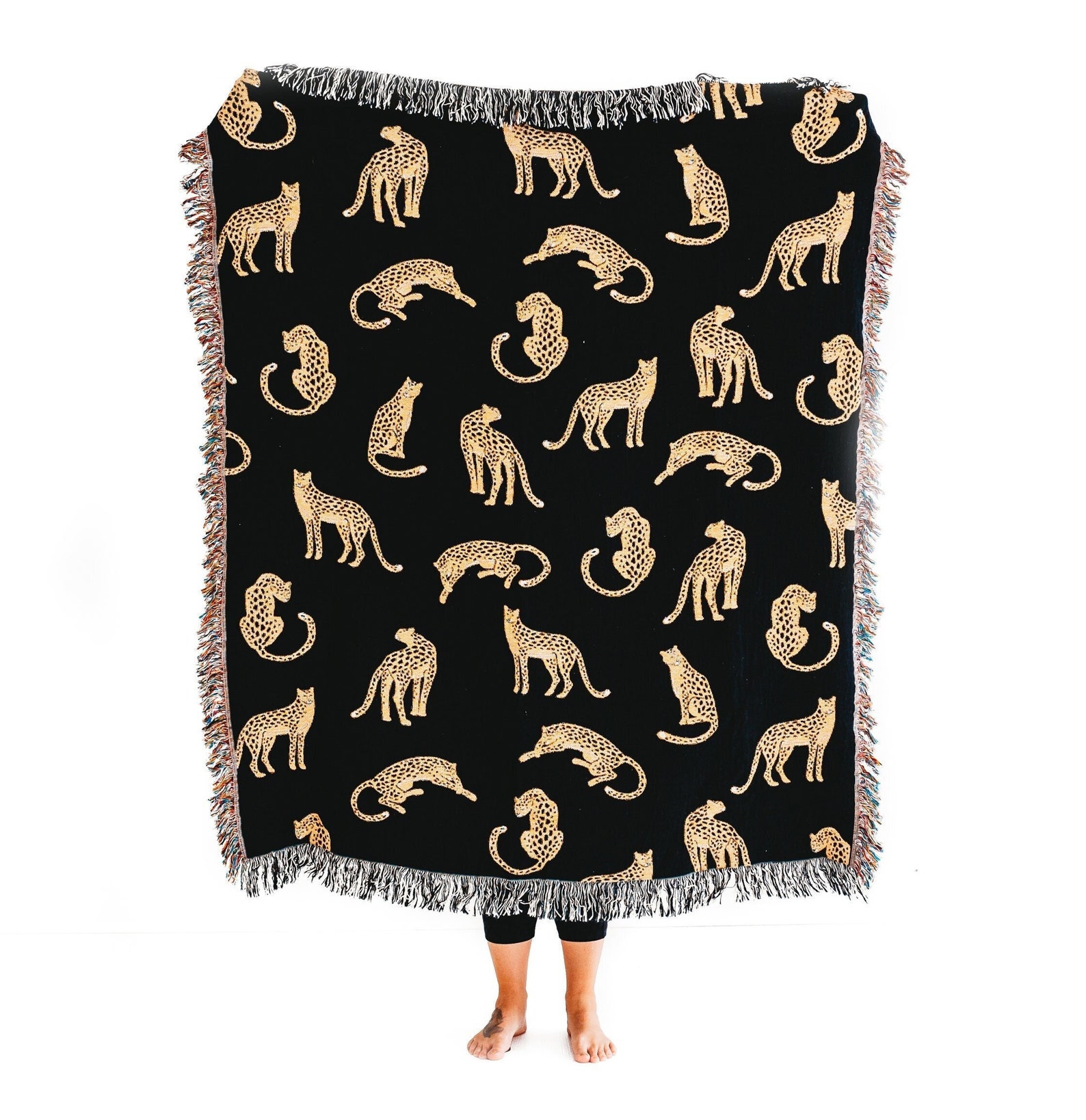 Leopard Throw Blanket Leopard Blanket Cat Woven Throw Etsy