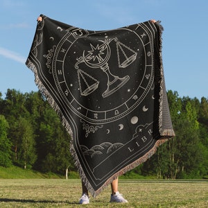 Zodiac Blanket: Horoscope Astrology Gift, Constellation gift, Zodiac Gift, Horoscope Gifts, Libra, Leo, Cancer, Taurus, Sagittarius, Boho image 3