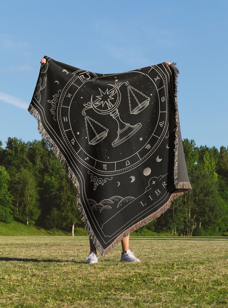 Zodiac Blanket: Horoscope Astrology Gift, Constellation gift, Zodiac Gift, Horoscope Gifts, Libra, Leo, Cancer, Taurus, Sagittarius, Boho image 3